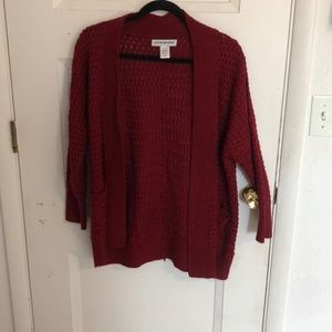 Maroon/red open knit cardigan